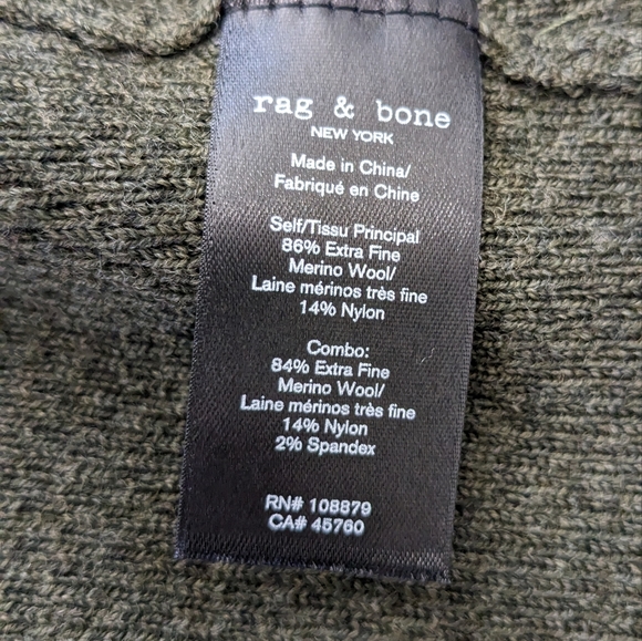 Rag & Bone Collin Wool Crewneck Army Green Sweater Size XX - Large Nwt ❤️ - Picture 8 of 11